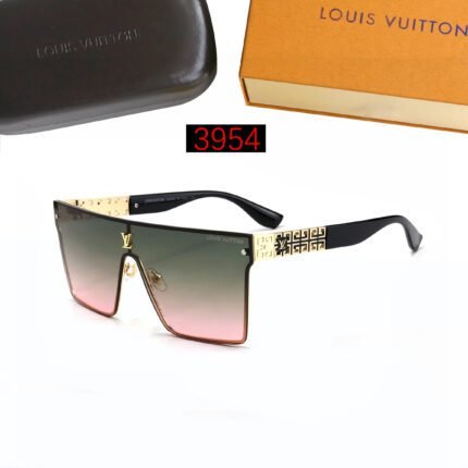 Louis Vuitton black edged and green pink gradient chain decorated sunglasses