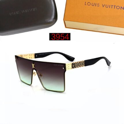 Louis Vuitton black edged and black green gradient chain decorated sunglasses