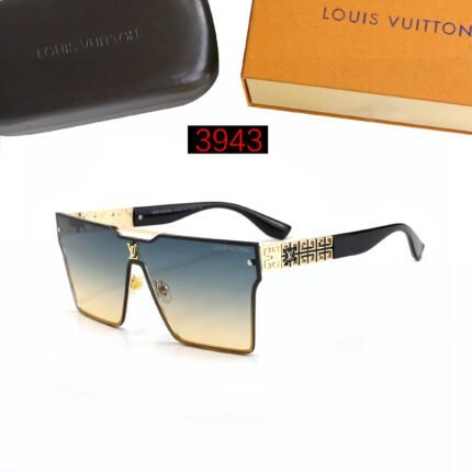 Louis Vuitton black edged and blue yellow gradient large frame one-piece sunglasses