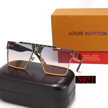 Louis Vuitton black edged purple orange gradient decorative half frame sunglasses