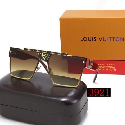 Louis Vuitton black edged brown gradient decorative half frame sunglasses