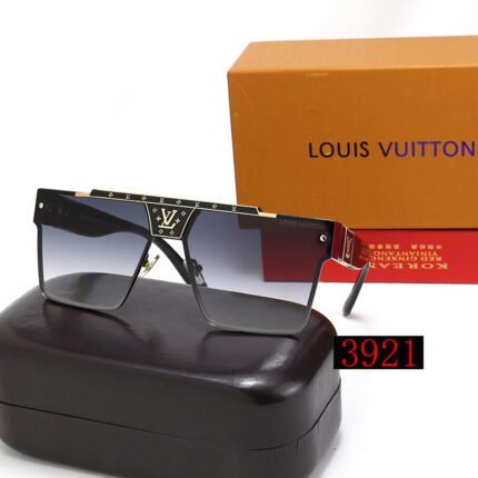 Louis Vuitton Black Edge Dark Blue Gradient Decorative Half Frame Sunglasses