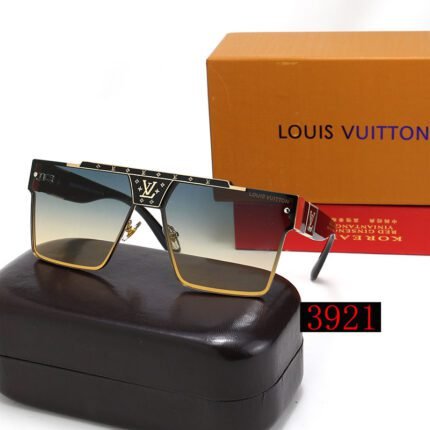 Louis Vuitton black edged dark green gradient decorative half frame sunglasses
