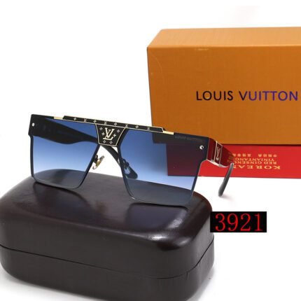 Louis Vuitton black edged blue gradient decorative half frame sunglasses