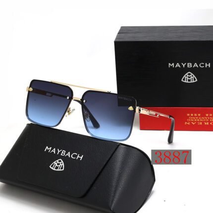 Maybach gold and blue polarized square sunglasses for both men and women