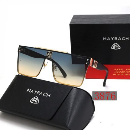 Maybach black and blue yellow gradient large frame integrated sunglasses