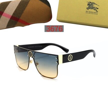 Burberry black and blue yellow gradient logo decoration large sunglasses