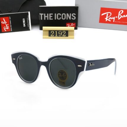 Ray Ban WAYFARER Black and White Frame Round Frame Sunglasses Unisex