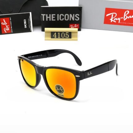 Ray Ban WAYFARER FOLDING CLASSIC Black and Orange Reflective Sunglasses