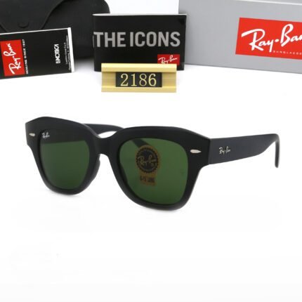 Ray Ban black frame and green lens square small frame sunglasses for both men and women
