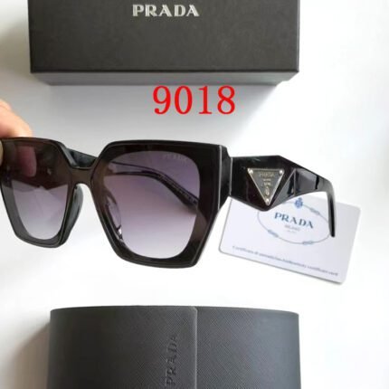 Prada black and gradient deep purple irregular triangular logo sunglasses