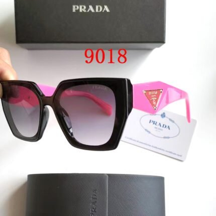 Prada Rose Pink and Gradient Purple Irregular Triangle Logo Sunglasses