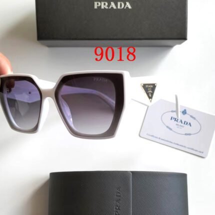 Prada White and Purple Irregular Triangle Logo Sunglasses