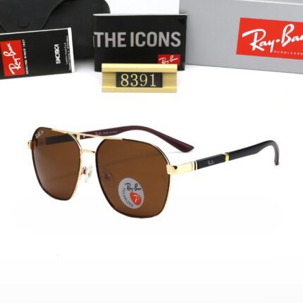 Ray Ban Black and Brown Square Frame Polarized Sunglasses Neutral