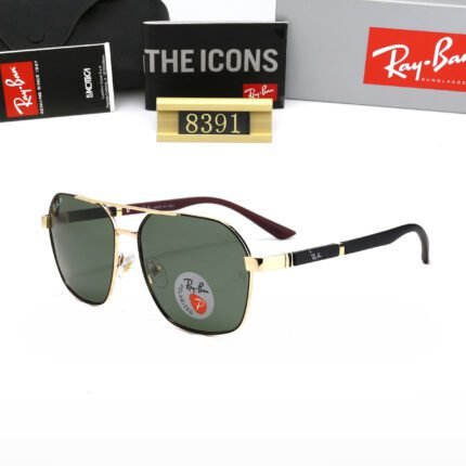 Ray Ban Black and Green Square Frame Polarized Sunglasses Neutral