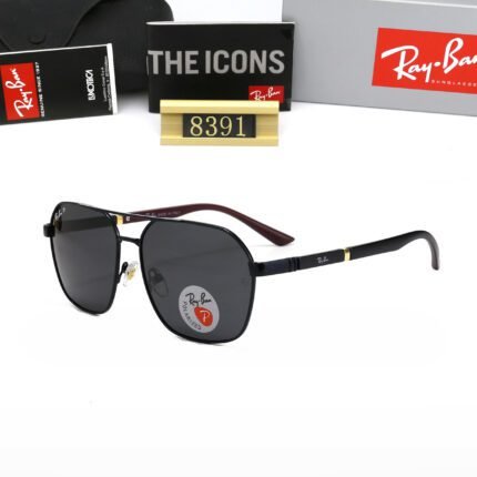 Ray Ban black and gray square frame polarized sunglasses neutral