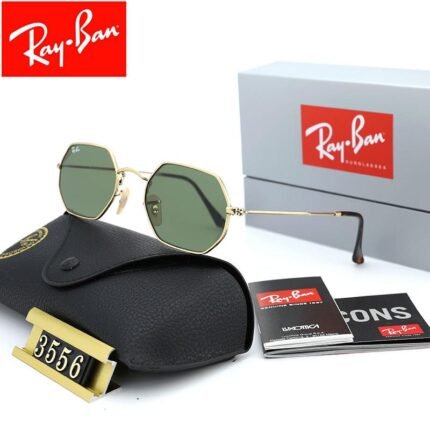 Ray Ban OCTAGONAL CLASSIC Gold and Green Sunglasses