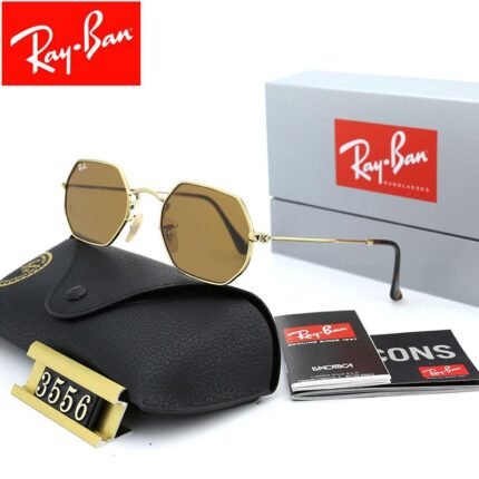 Ray Ban OCTAGONAL CLASSIC Gold and Coffee Sunglasses