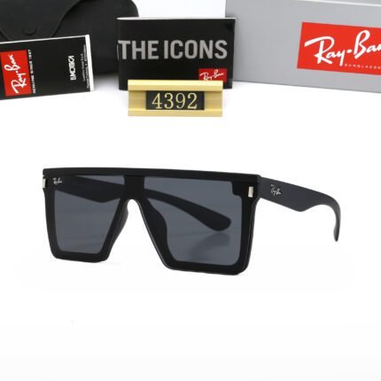 Ray Ban RB4392N black and gray trapezoidal sunglasses