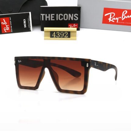 Ray Ban RB4392N Havana and brown trapezoidal sunglasses