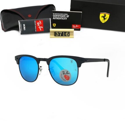 Ray Ban CLUBMASTER METAL CHINA Blue Reflective Sunglasses
