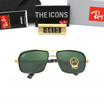 Ray Ban aviator series black and green gradient square frame sunglasses neutral
