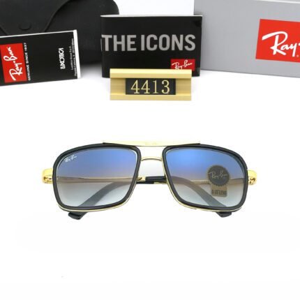 Ray Ban aviator series black and blue gradient square frame sunglasses neutral