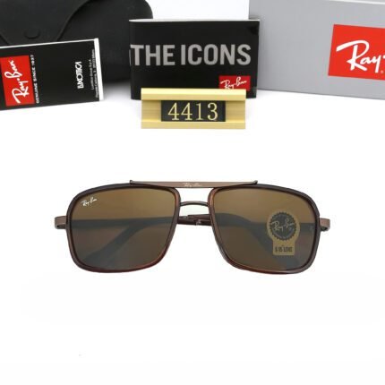 Ray Ban aviator series brown matte square frame sunglasses neutral