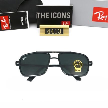 Ray Ban aviator series black matte square frame sunglasses neutral