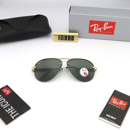 Ray Ban polarized gold and green sunglasses for both men and women