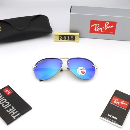 Ray Ban polarized gold and blue purple reflective sunglasses for both men and women