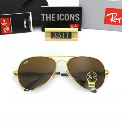 Ray Ban aviator gold and brown sunglasses