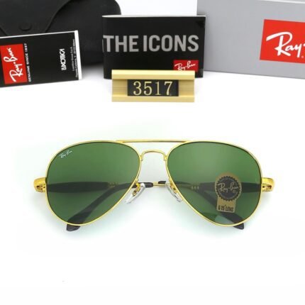 Ray Ban aviator gold and green sunglasses