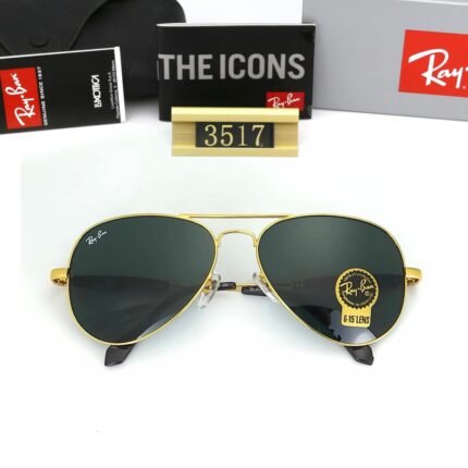 Ray Ban aviator gold and black sunglasses