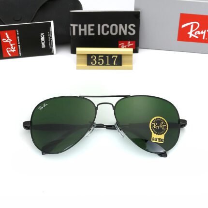 Ray Ban aviator black and green sunglasses