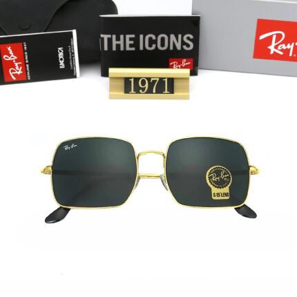 Ray Ban1971 Gold and Black Square Sunglasses Unisex
