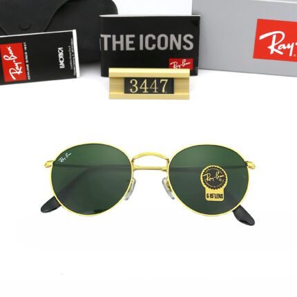 Ray Ban Round Flash Lenses Gold and Green Sunglasses are available for both men and women