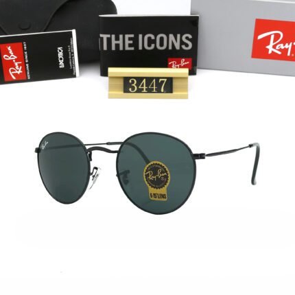 Ray Ban Round Flat Lenses black and gray sunglasses