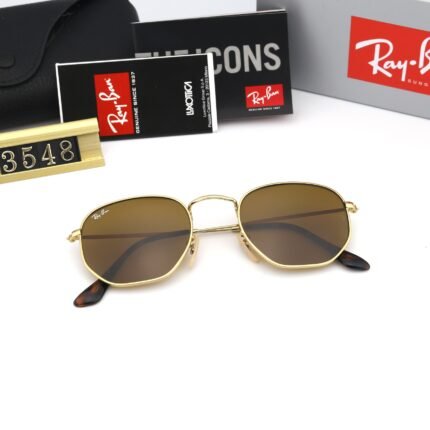 Ray Ban RB3548 Ferrari Gold and Brown Sunglasses
