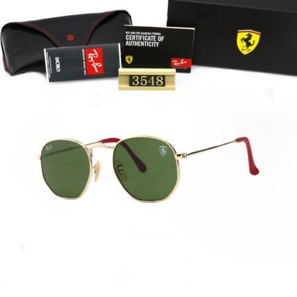 Ray Ban RB3548 Ferrari Gold and Green Sunglasses