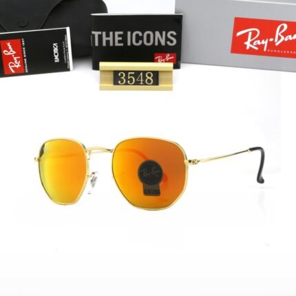 Ray Ban HEXAGONAL Gold and Orange Sunglasses