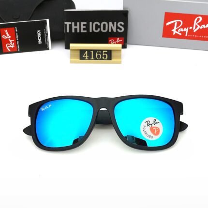 Ray Ban JUSTIN COLOR MIXC Black and Blue Reflective Sunglasses