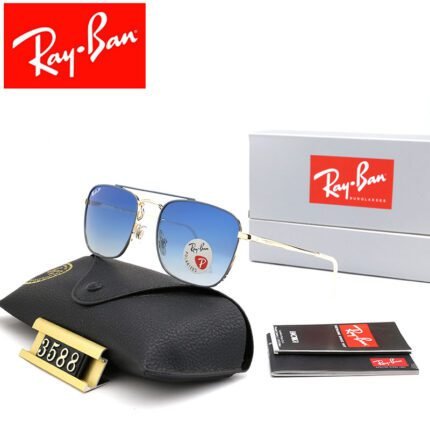Ray Ban polarized silver and dark blue gradient square frame sunglasses