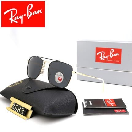 Ray Ban polarized black and dark gray matte square frame sunglasses