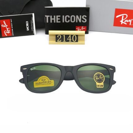 Ray Ban black and green square sunglasses with strong UV protection for both men and women