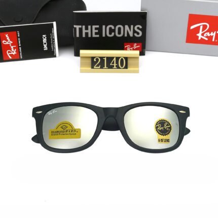 Ray Ban black and silver color film reflective square sunglasses with strong UV protection for both men and women