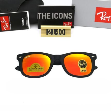 Ray Ban black and orange reflective square sunglasses with strong UV protection for both men and women