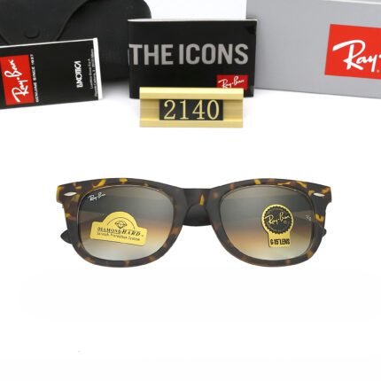Ray Ban Leopard Pattern Brown Gradient Lens Square Sunglasses Unisex