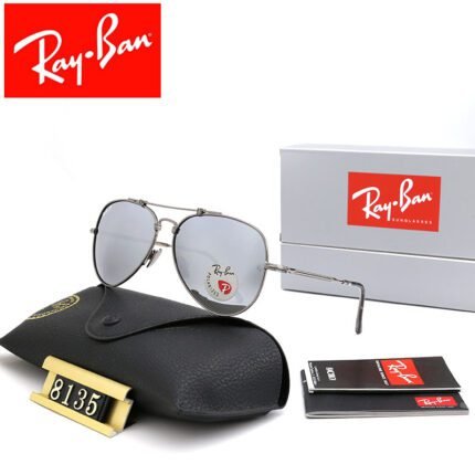 Ray Ban aviator silver square circular large frame sunglasses