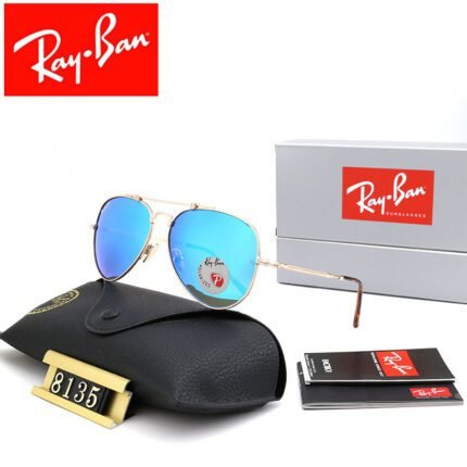 Ray Ban aviator gold and blue square circular large frame sunglasses